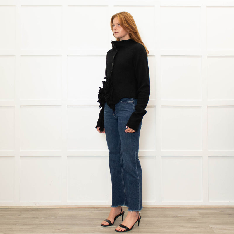 Runholz Black Knitted Frill Edge Cardigan