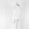Chanel White Silk Short Sleeve Blouse With Black Edging