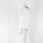 Chanel White Silk Short Sleeve Blouse With Black Edging