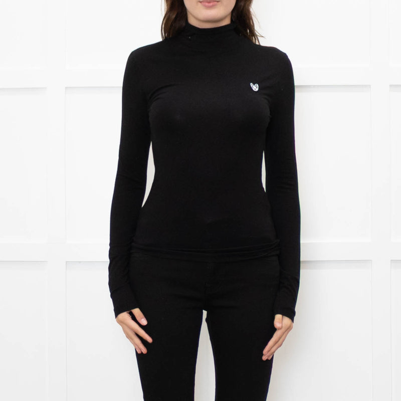 Claudie Pierlot Black Stretch Bulldog Emblem Top
