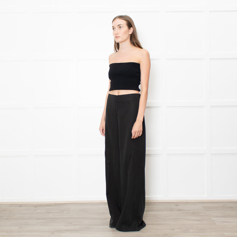 Reformation Black Wide Leg Trousers