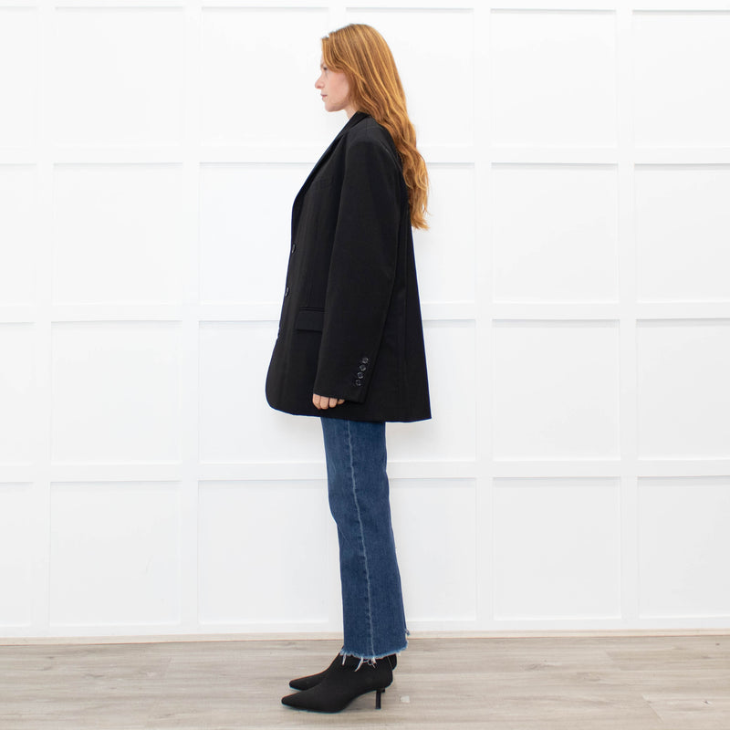 The Frankie Shop Black Oversized Single-Breasted Blazer Jacket