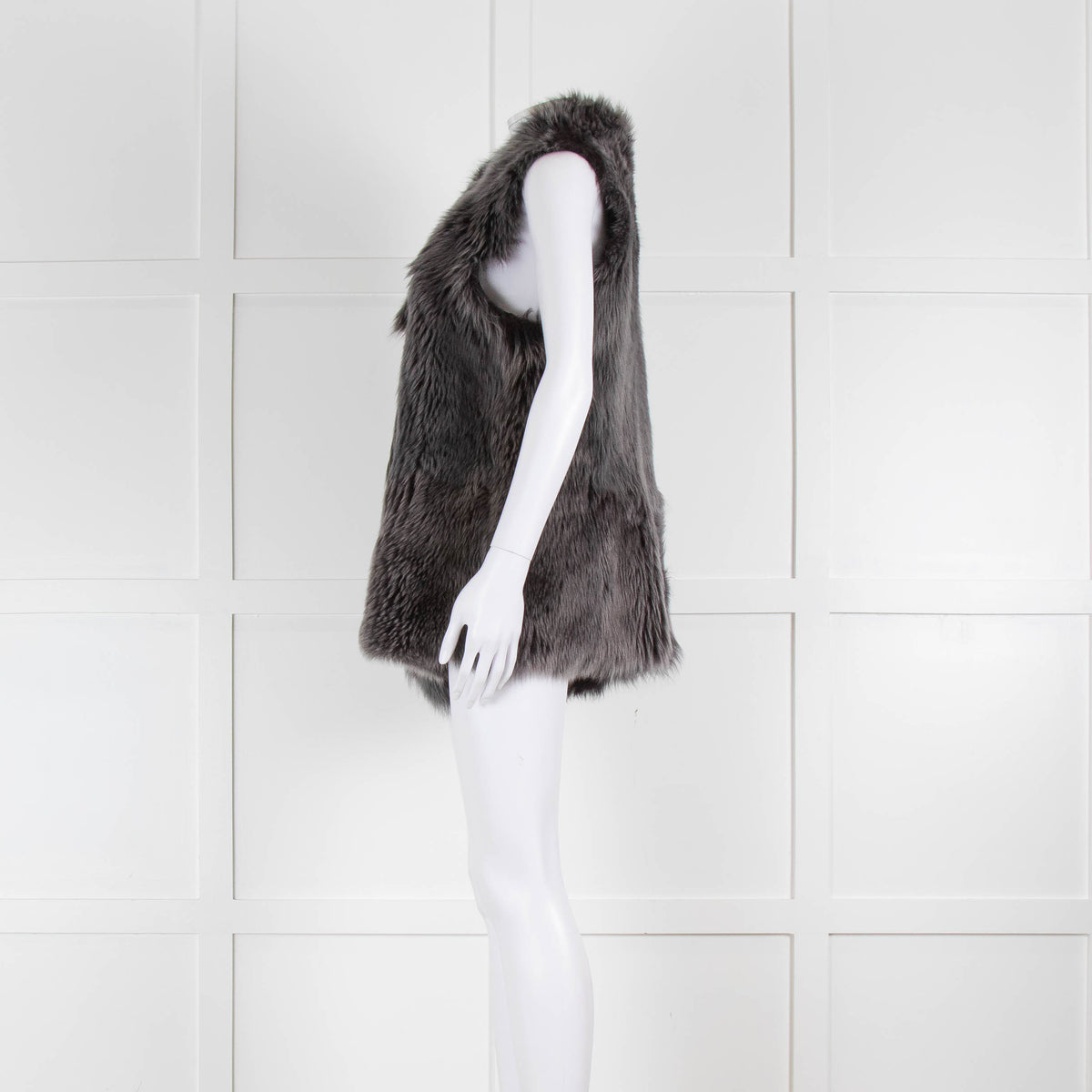 Black And Grey Reversible Shearling Waistcoat NO BRAND