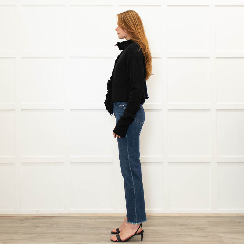 Runholz Black Knitted Frill Edge Cardigan