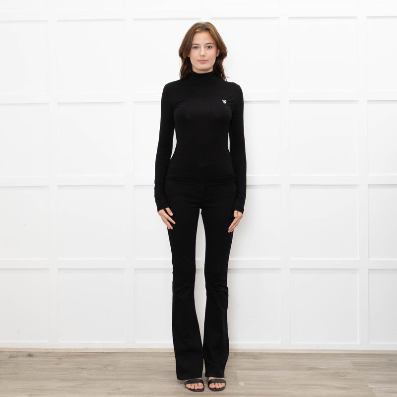 Claudie Pierlot Black Stretch Bulldog Emblem Top