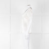 Chanel White Silk Short Sleeve Blouse With Black Edging