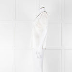 Chanel White Silk Short Sleeve Blouse With Black Edging