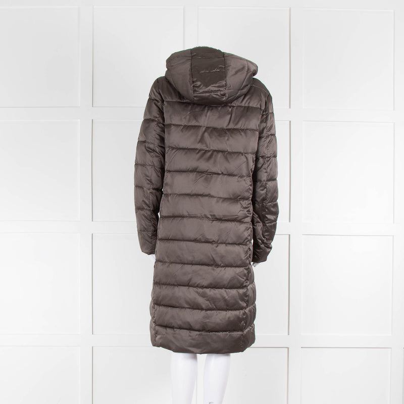 Rino & Pelle Grey Puffer Coat with Faux Fur Collar