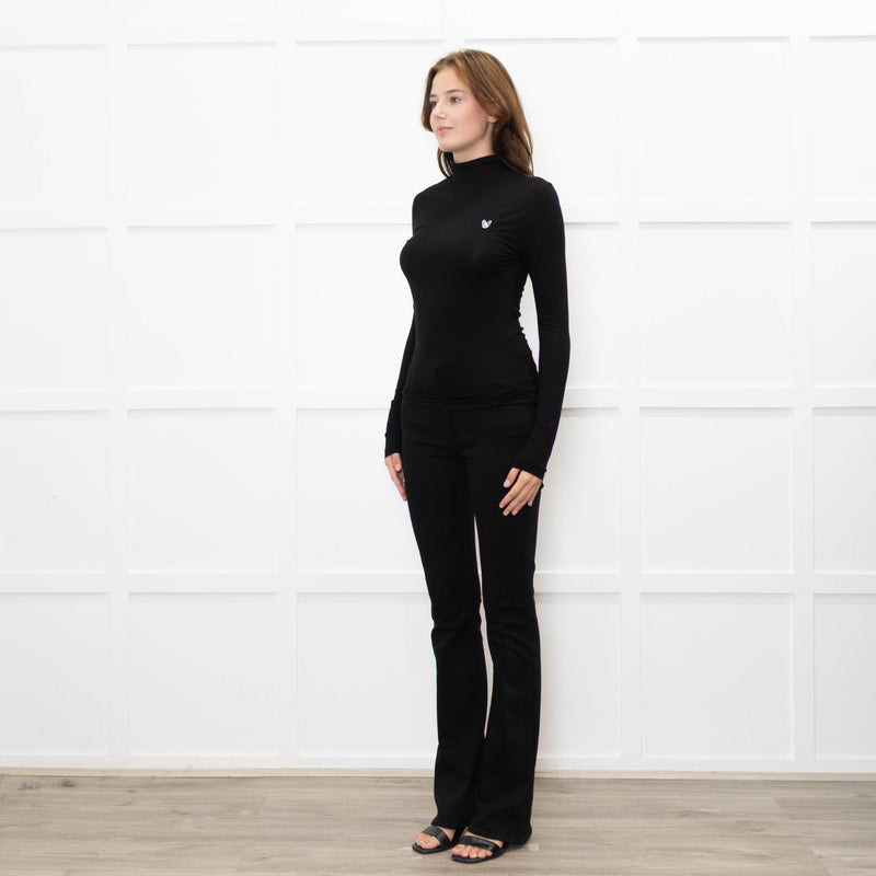 Claudie Pierlot Black Stretch Bulldog Emblem Top