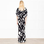 Norma Kamali Black and White Dotted Stretch Maxi Dress