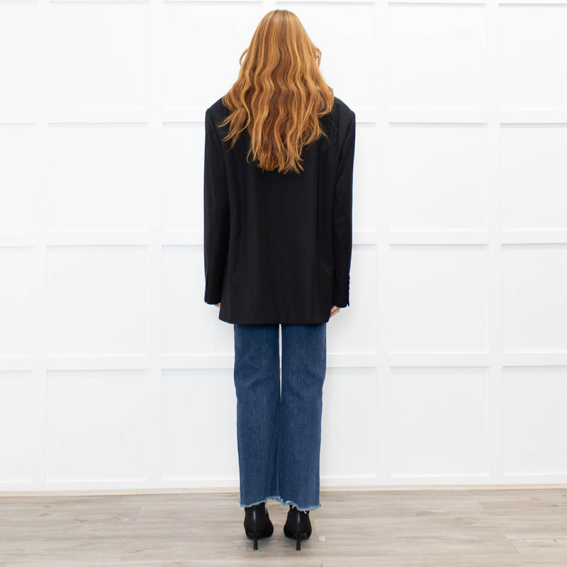 The Frankie Shop Black Oversized Single-Breasted Blazer Jacket