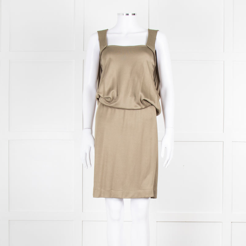 Bottega Veneta Khaki Sleeveless Wrap Dress