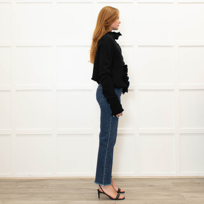 Runholz Black Knitted Frill Edge Cardigan