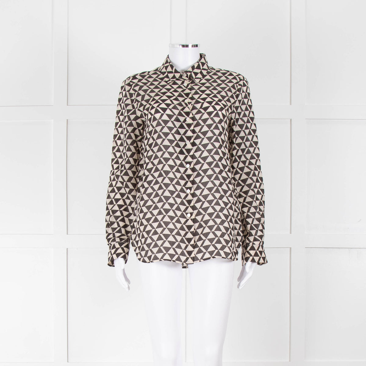 Weekend Max Mara Black and Cream Geometric Cotton Shirt