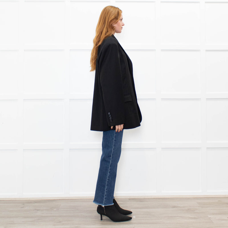 The Frankie Shop Black Oversized Single-Breasted Blazer Jacket