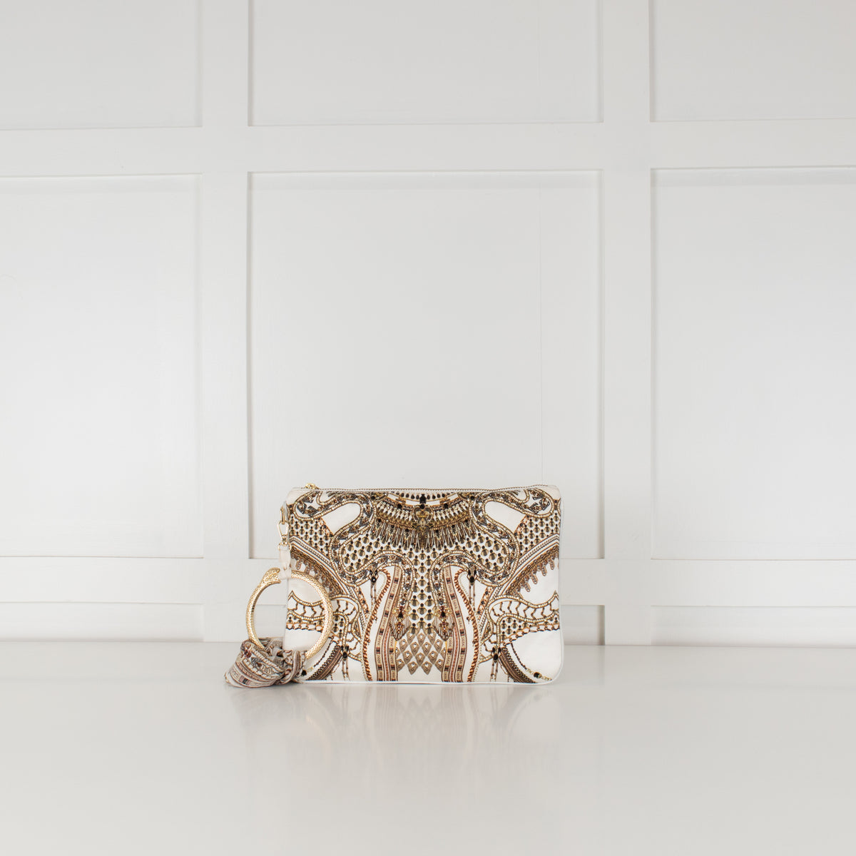 Camilla White Gold Goddess Energy Ring Scarf Clutch