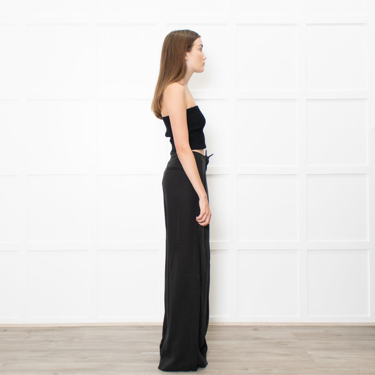 Reformation Black Wide Leg Trousers