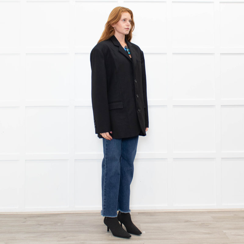 The Frankie Shop Black Oversized Single-Breasted Blazer Jacket