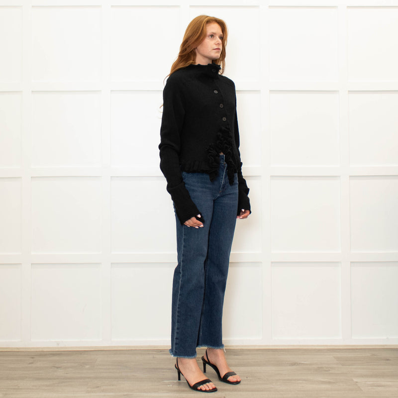 Runholz Black Knitted Frill Edge Cardigan