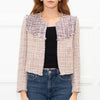 Iro White Red Navy Tweed Edge To Edge Short Jacket