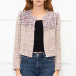 Iro White Red Navy Tweed Edge To Edge Short Jacket