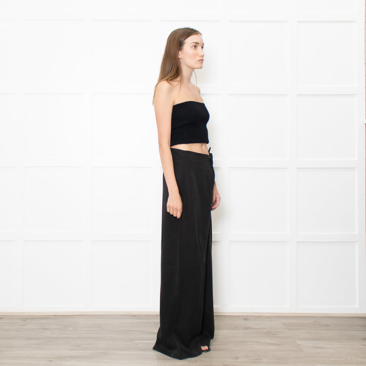 Reformation Black Wide Leg Trousers