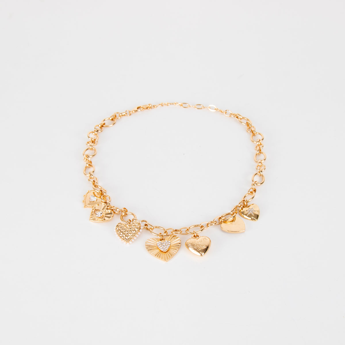 Liv Oliver Chloe Collection Gold Heart Multi Charm Love Necklace