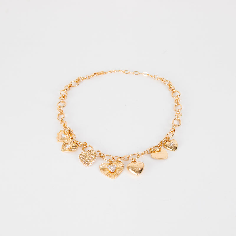 Liv Oliver Chloe Collection Gold Heart Multi Charm Love Necklace