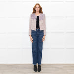 Iro White Red Navy Tweed Edge To Edge Short Jacket