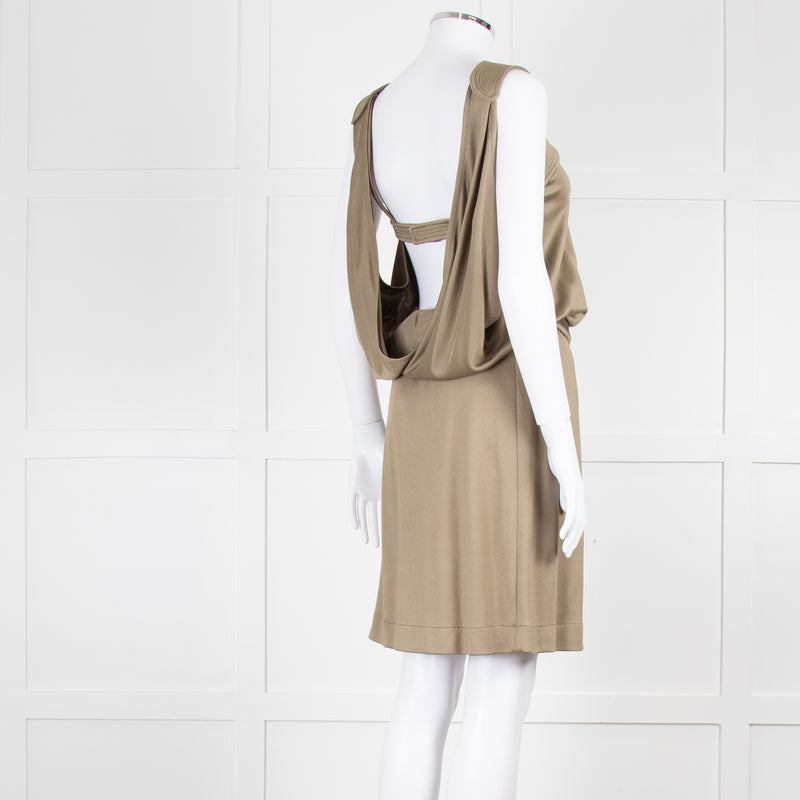 Bottega Veneta Khaki Sleeveless Wrap Dress