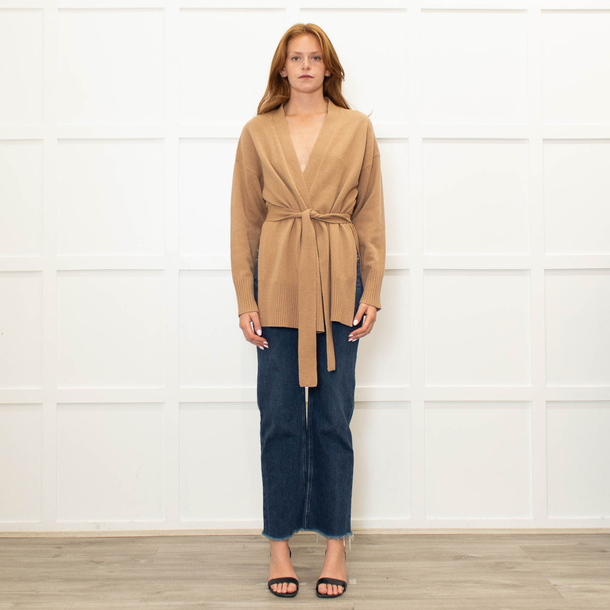 Sandro Beige Belted Cardigan