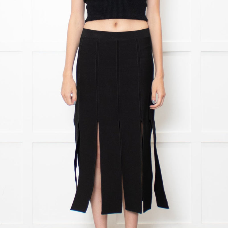 Sandro Black Skirt With Splits