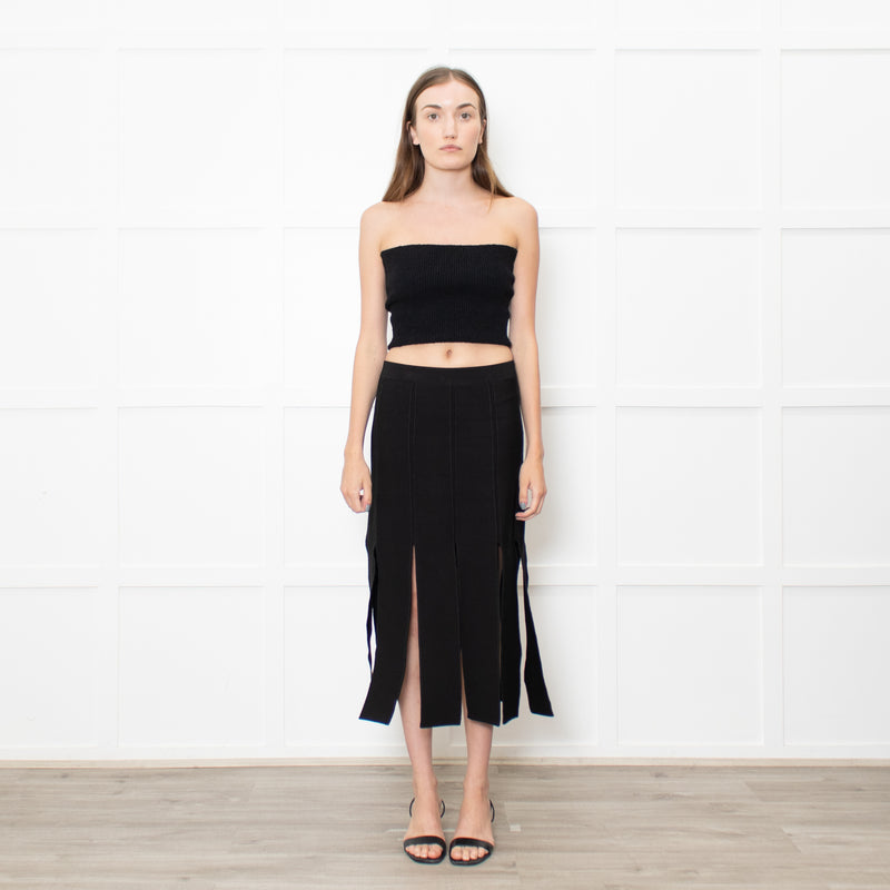 Sandro Black Skirt With Splits