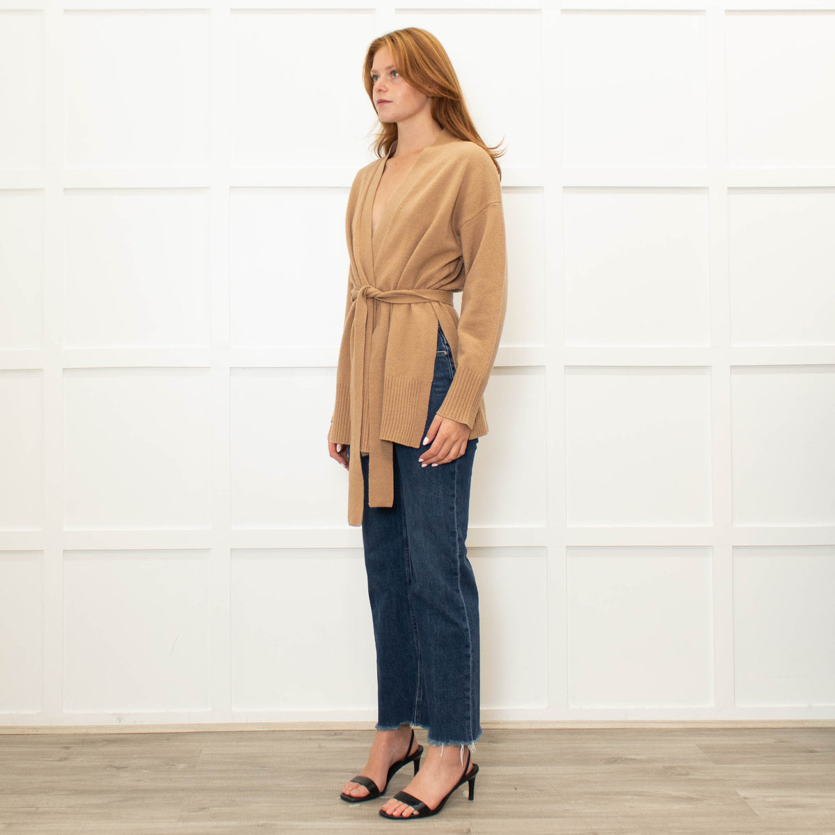 Sandro Beige Belted Cardigan