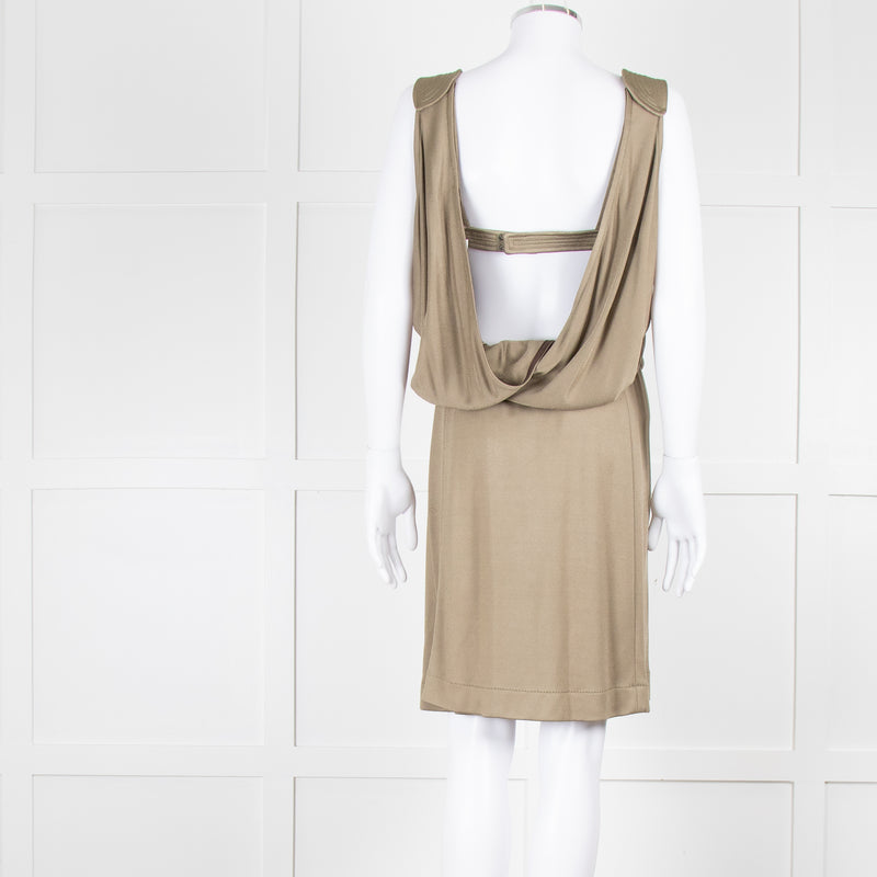 Bottega Veneta Khaki Sleeveless Wrap Dress