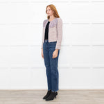 Iro White Red Navy Tweed Edge To Edge Short Jacket