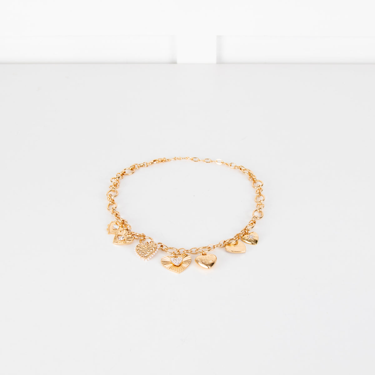 Liv Oliver Chloe Collection Gold Heart Multi Charm Love Necklace