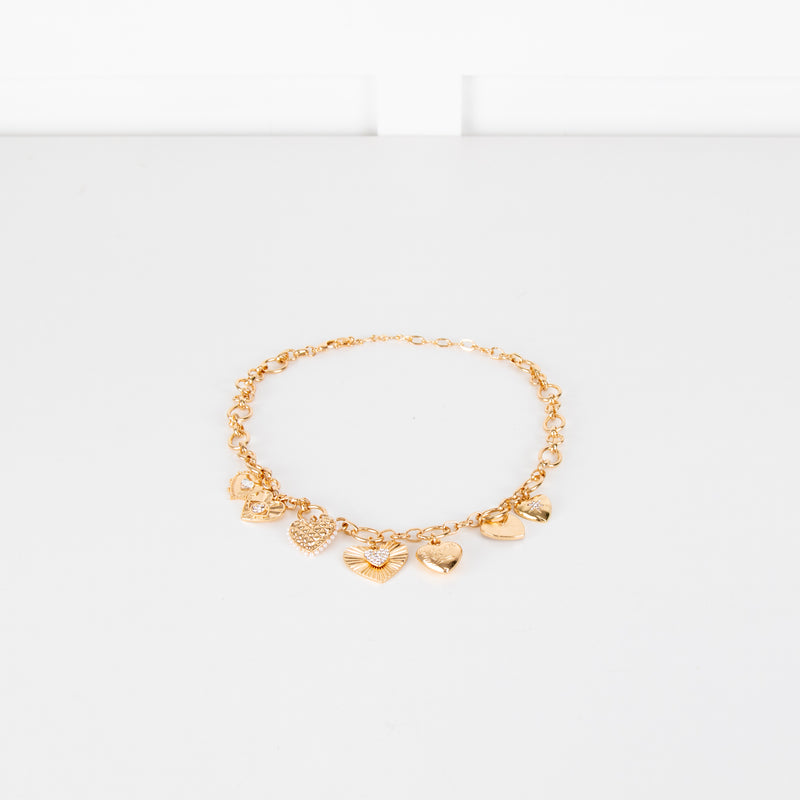 Liv Oliver Chloe Collection Gold Heart Multi Charm Love Necklace