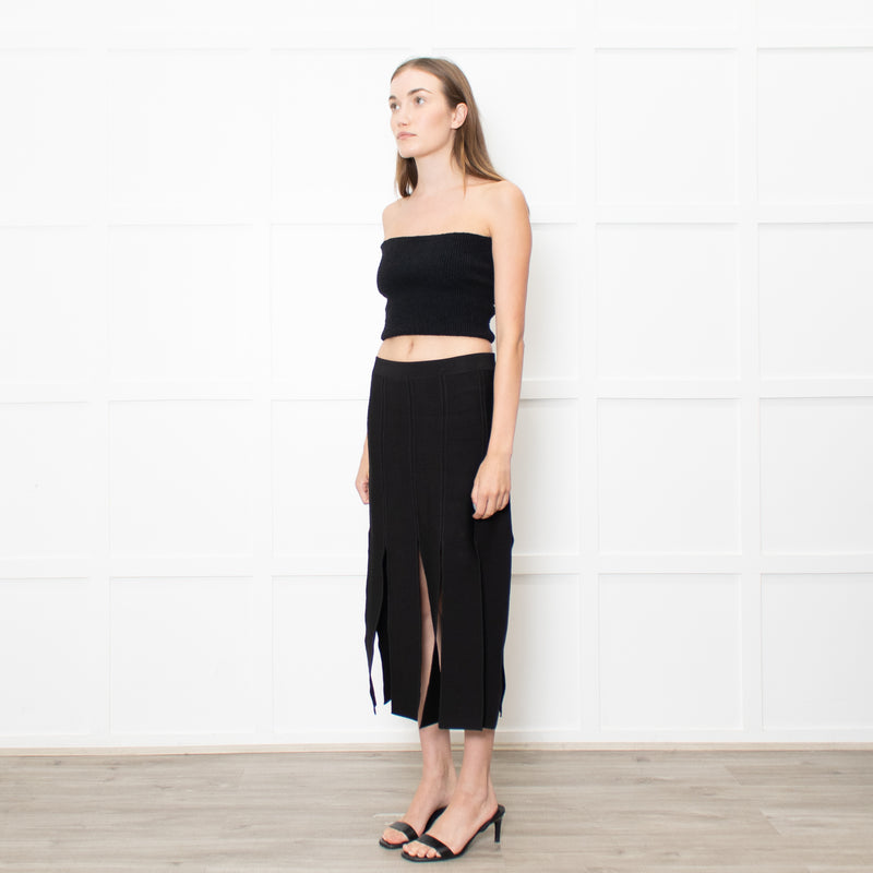 Sandro Black Skirt With Splits