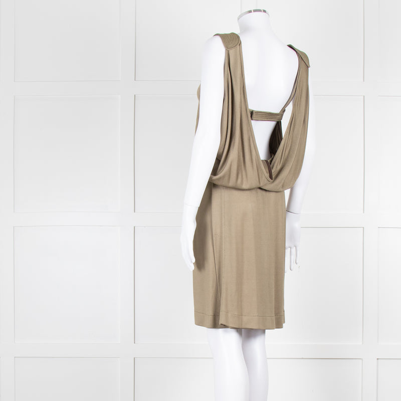 Bottega Veneta Khaki Sleeveless Wrap Dress