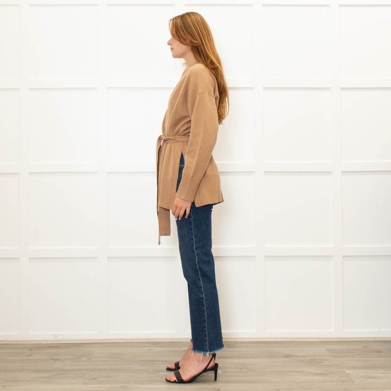 Sandro Beige Belted Cardigan