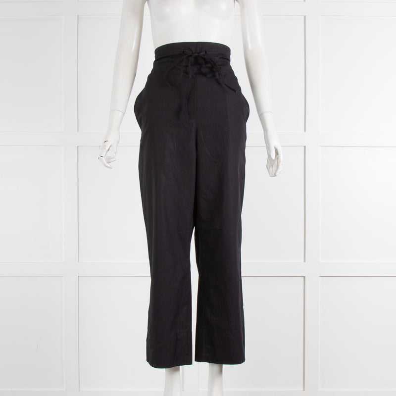 Bassike Black Wide Leg Pull On Trousers