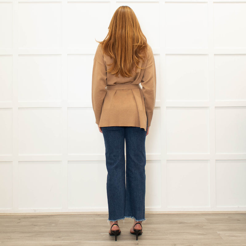 Sandro Beige Belted Cardigan