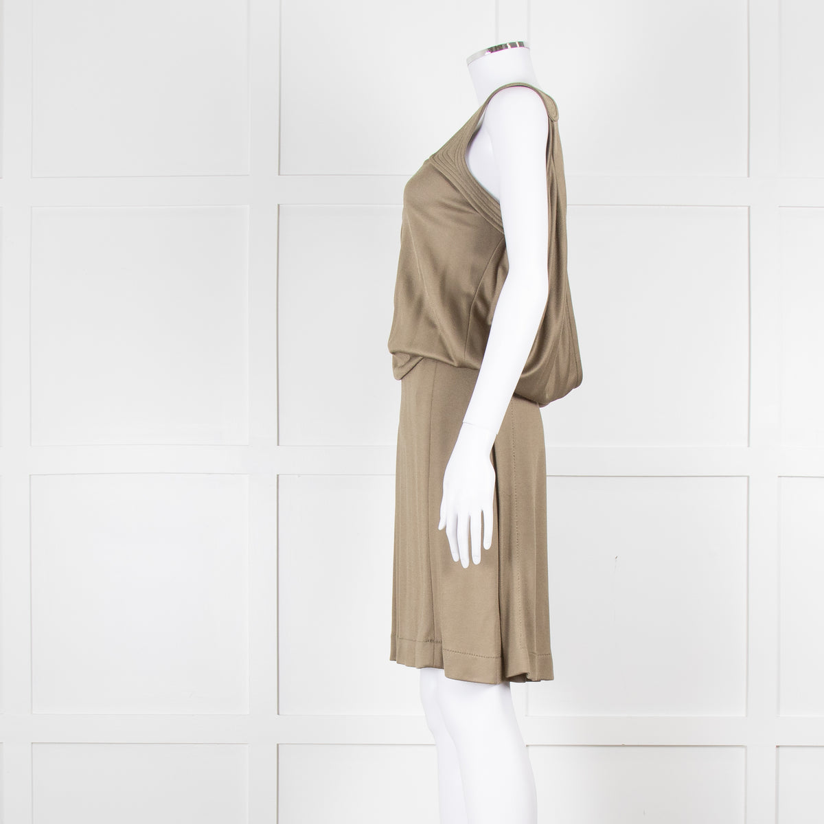 Bottega Veneta Khaki Sleeveless Wrap Dress