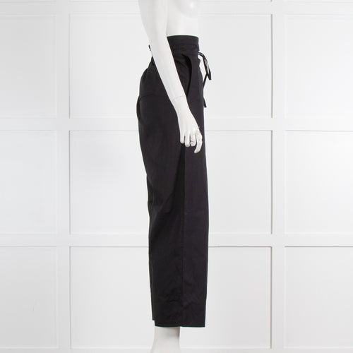 Bassike Black Wide Leg Pull On Trousers