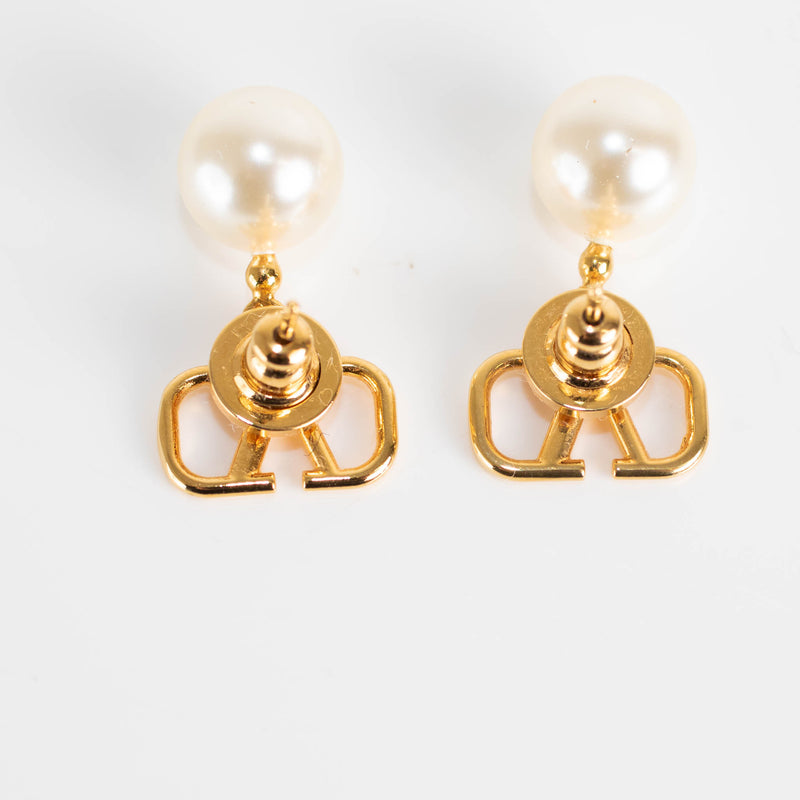 Valentino Garavani V logo Pearl Drop Gold Earrings