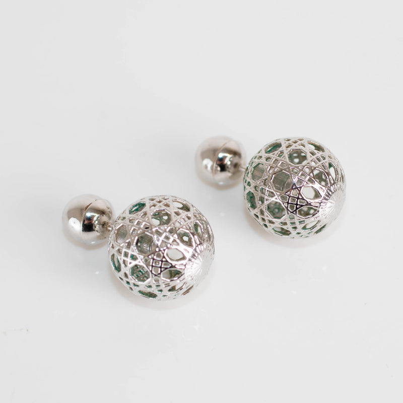 Christian Dior Secret Cannage Tribal Stud Silver Earrings Phoenix Style