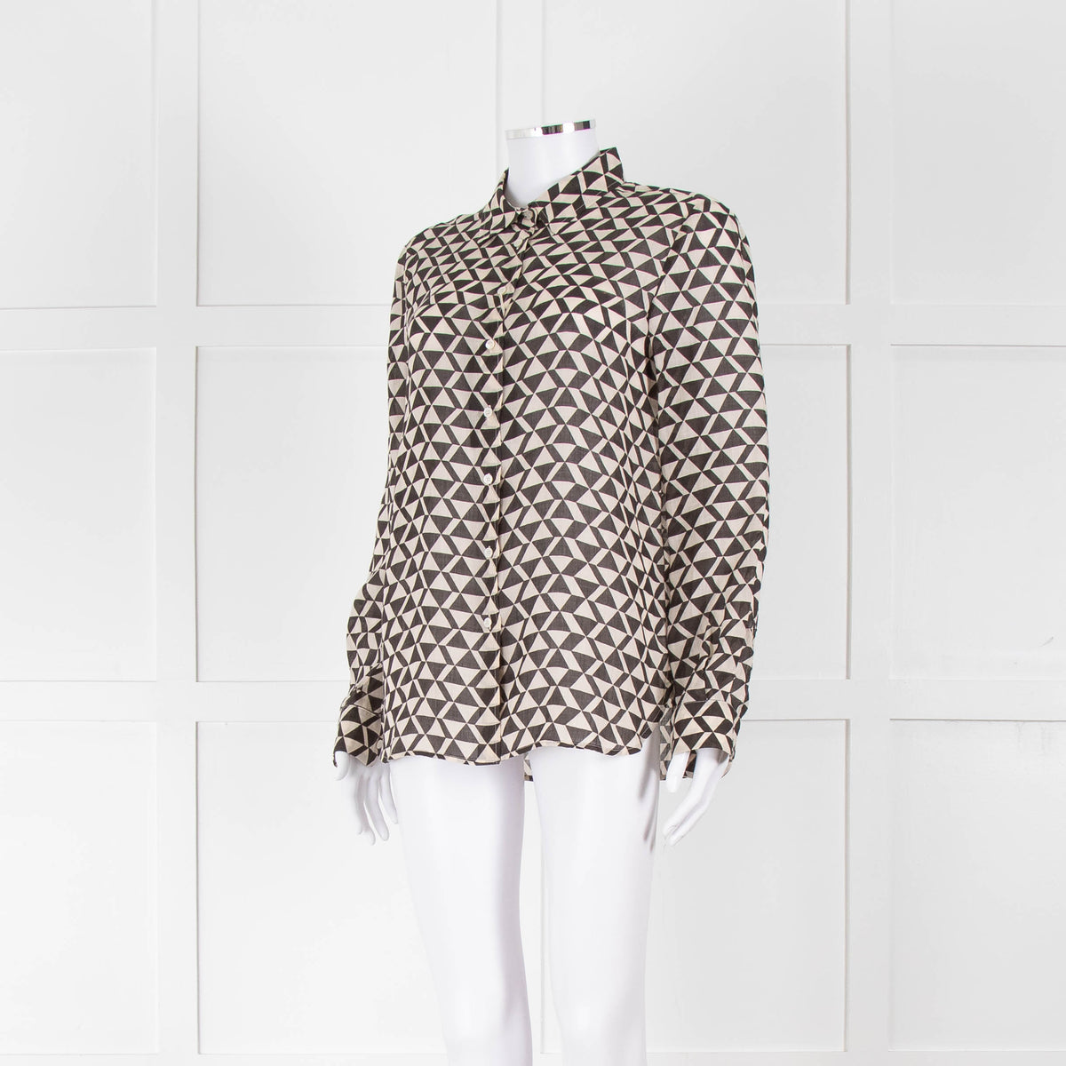 Weekend Max Mara Black and Cream Geometric Cotton Shirt