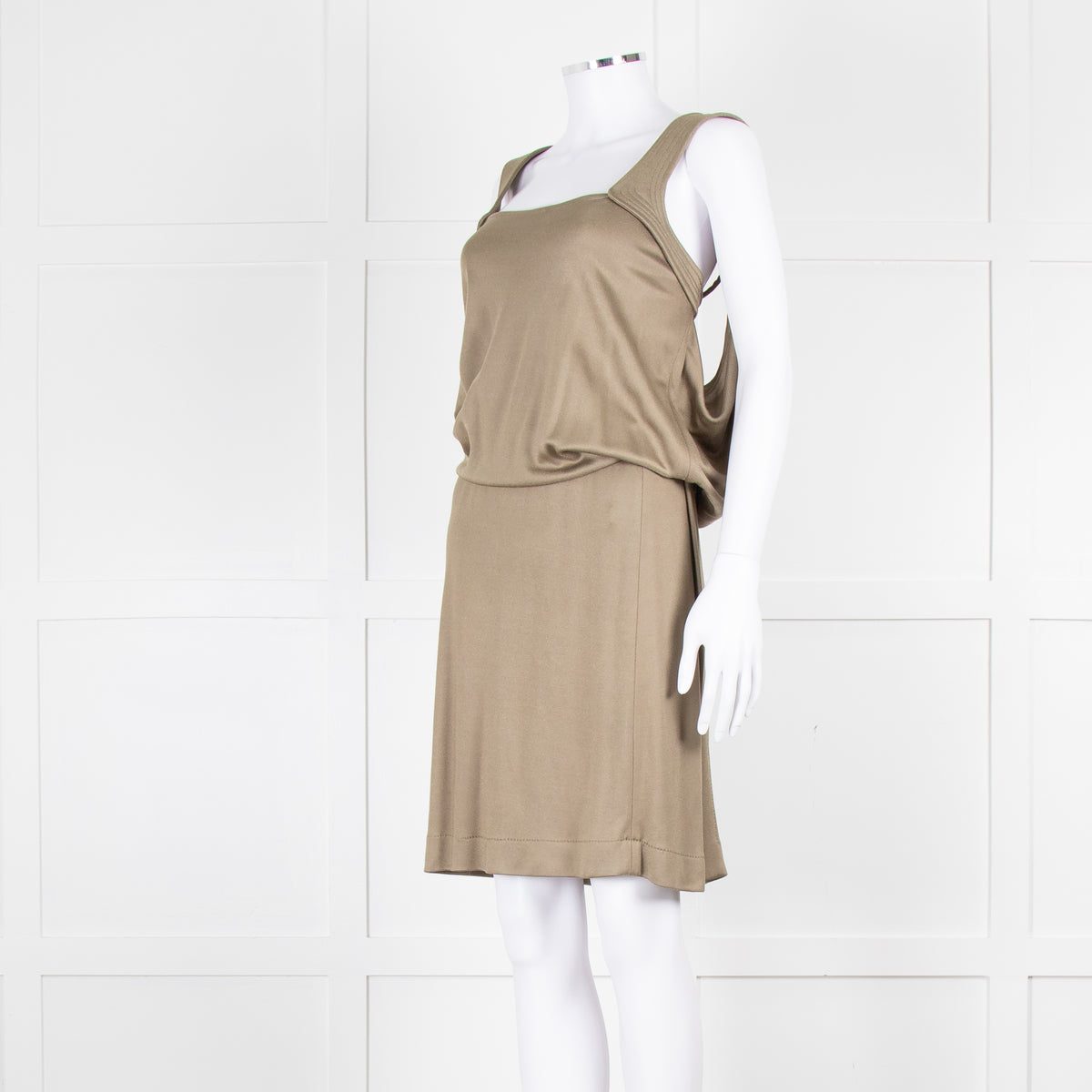 Bottega Veneta Khaki Sleeveless Wrap Dress