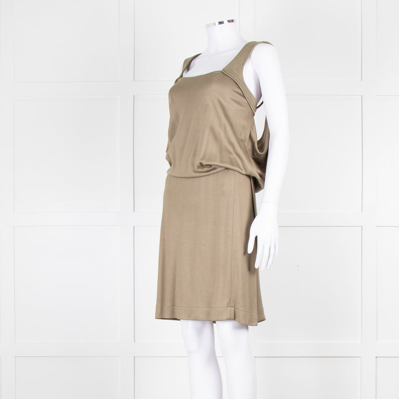 Bottega Veneta Khaki Sleeveless Wrap Dress